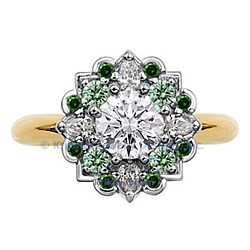 MANE platinum 14k yellow gold head emerald pine green ce diamonds