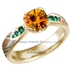 MBLE 14kY Autumn Orange Sapphire Emeralds