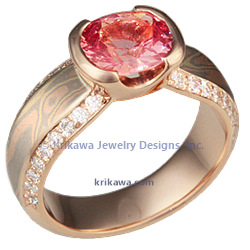 MDSE Rose Trigold Pink Cushion White Diamonds