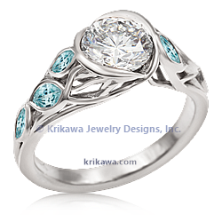 Embracing Tree Branch with Aqua Marquise Leaves