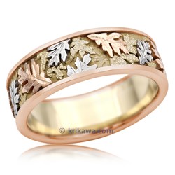 Tricolor Oak Leaf Wedding Band