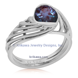 Galaxy Engagement Ring in Platinum with Lab Alexandrite