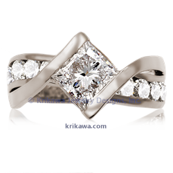 River Twist Engagement Ring in White gold with diamonds
