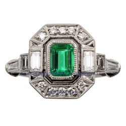 deco floating halo emerald platinum