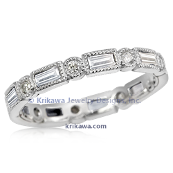 Baguette and Round Eternity Wedding Band 