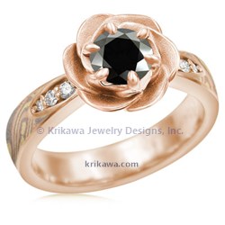 MRBE 14k rose trigold black diamond