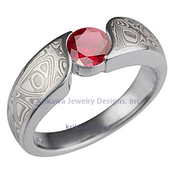 MWVE Plat White Mokume with Ruby