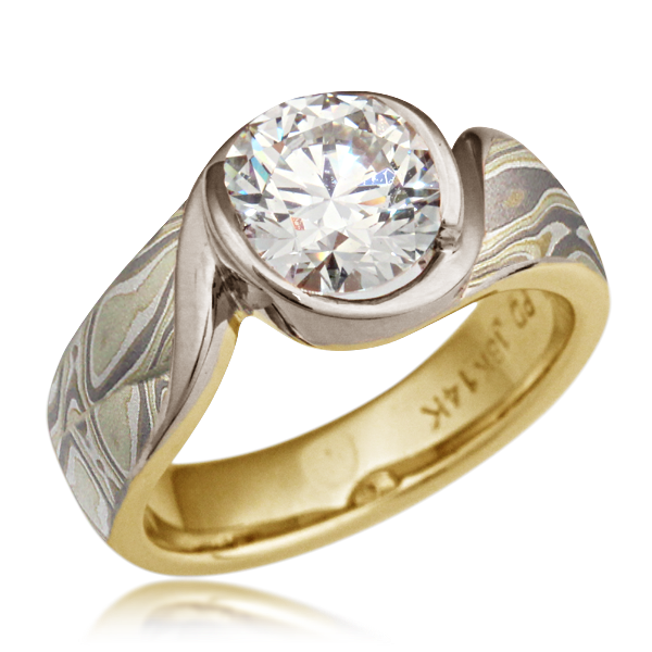 Modern Mokume Swirl Mock Up 18k pd white gold 18k yellow gold winter mokume 