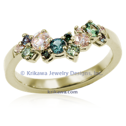 Organic Scatter Wedding Band in 14k Green Gold