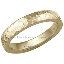 PB 4mm 14k yellow gold round hammer