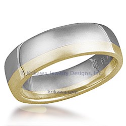 Two Tone Plain Band in Platinum and 14k Yellow Gold