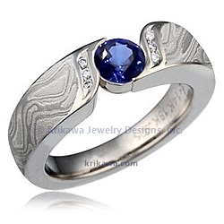PDWE 14W Liner White mokume Blue Sapph Center
