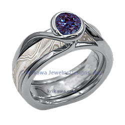 SWSC swirl scaffold white mokume alexandrite platinum