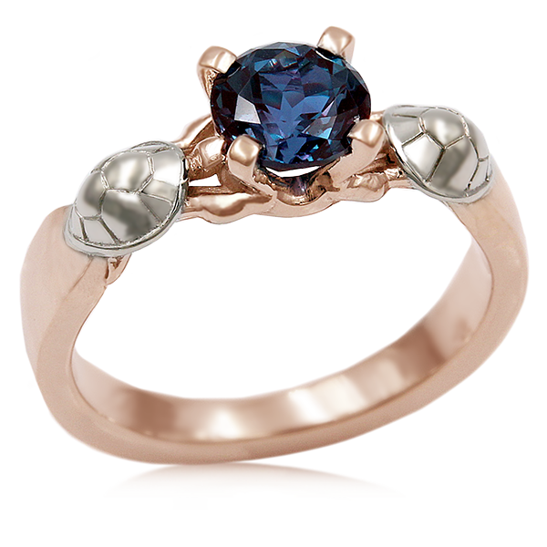 14k Rose Gold 14k White Gold Shells Turtle Embrace