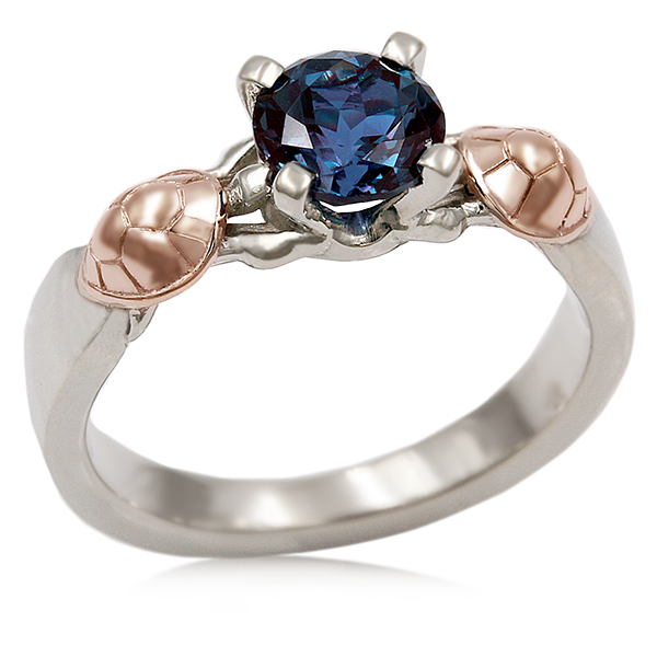 14k White Gold 14k Rose Gold Shells Turtle Embrace 