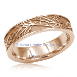 Tree of Life Wedding Band 5mm in 14k rose gold