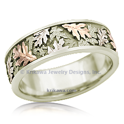 TRIO in 10k Green with 14k White and Rose Leaves