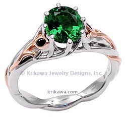 TTSE plat 14k rose green sapphire black diamond accents