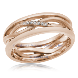 Tricolor Twist Wedding Band in 14k Rose gold