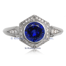 Vintage Art Deco Engagement Ring with Blue Sapphire