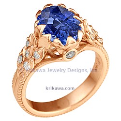 VWER 14k rose gold blue oval sapphire