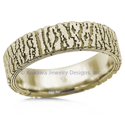 Bark Wedding Band in 14k Green Gold