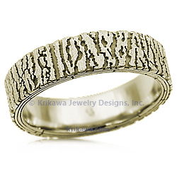 10k Green Gold Tree Bark Wedding Band