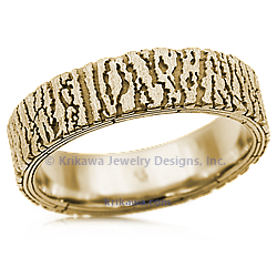 14k Yellow Gold Tree Bark Wedding Band