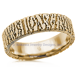 18k Yellow Gold Tree Bark Wedding Band