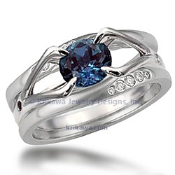 Carved Branch Engagement Ring with Bypass Diamond Enhancer