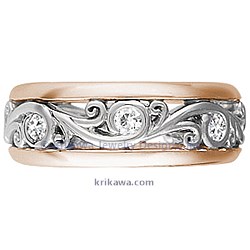 Carved Curls Wedding Band