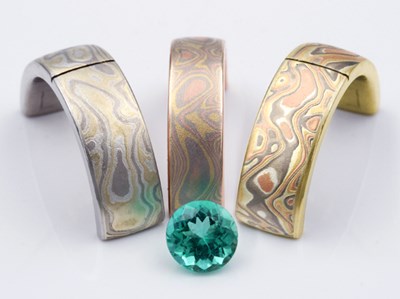 Emerald with Winter, Trigold and Autumn Mokume Samples
