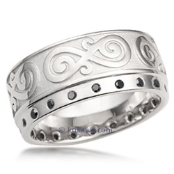 Contemporary Infinity Wedding Band with Side Black Diamonds
