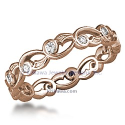 Delicate Leaf Diamond Wedding Band with Diamonds