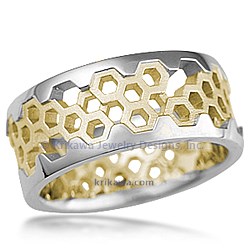 Hex Wedding Band in 14k Yellow Gold and Palladium