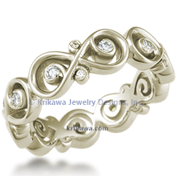 Infinity Diamond Wedding Band in 10k Green Gold