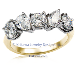 Mixed Shape Luxury Diamond Wedding Band in platinum and 14k yellow gold