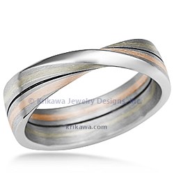 Mobius Strip Wedding Band in Platinum with 14k white gold and 14k rose gold stripes