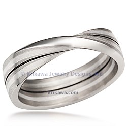 Mobius Strip Wedding Band with sterling silver stripes