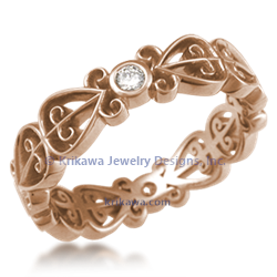 Power of Love Symbol Diamond Wedding band in 14k Rose gold