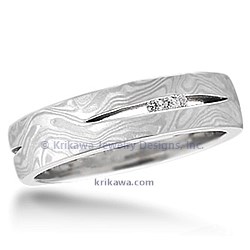 Mokume Men Carved Branch Wedding Band