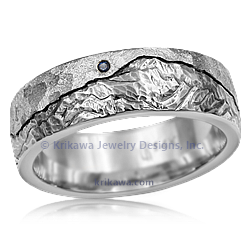 Mountain with Machinist sky and diamond wedding band