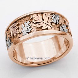 Bicolor Oak Leaf Wedding Band