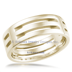 Post Modern Wedding Band in 14k yellow gold