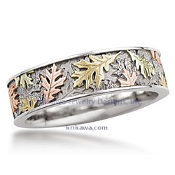 Four Metal Oak Leaf Eternity Wedding Band