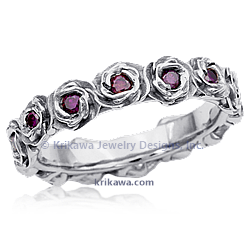 Ring of Roses Wedding Band in Platinum and CE Purple Diamonds