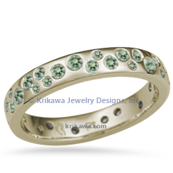 Starry Night Wedding Band in 14k Green Gold with pine green diamonds