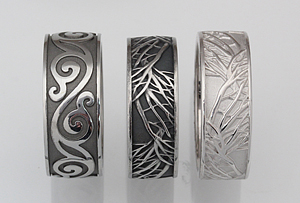 stainless, darkened, rhodium plated comparison