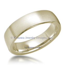 Brushed Wedding Band in 10k Green Gold