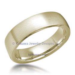 Brushed Wedding Band in 14k Green Gold